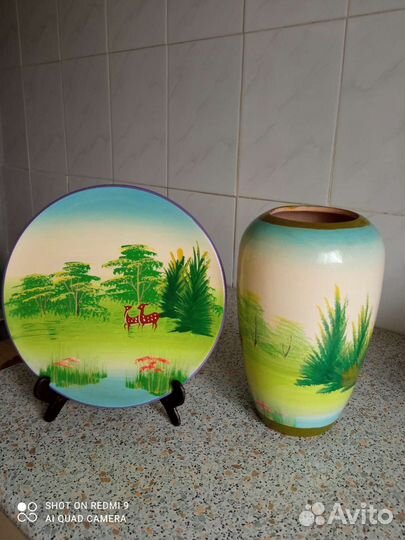 Ваза для цветов, тарелка на подставке