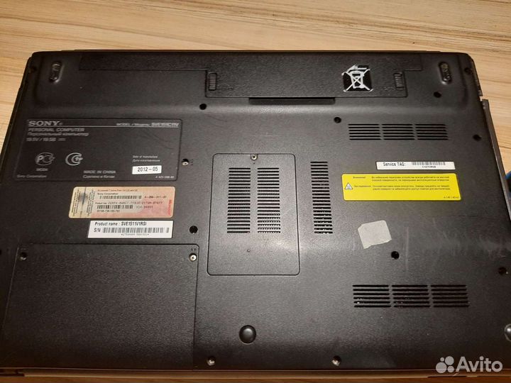 Ноутбук Sony vaio SVE1511V1R без жёсткого диска