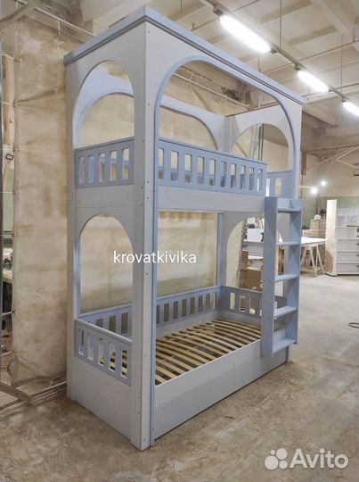 Двухъярусная детская Эко кровать домик