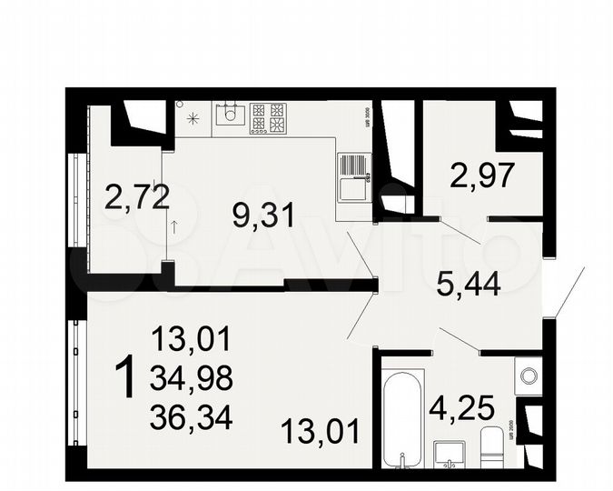 1-к. квартира, 36,3 м², 23/26 эт.