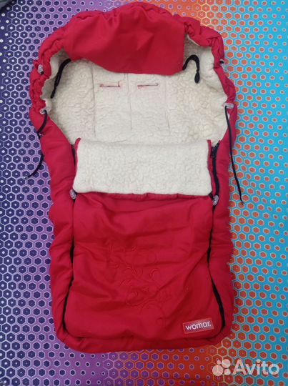 Зимний конверт в коляску на овчине