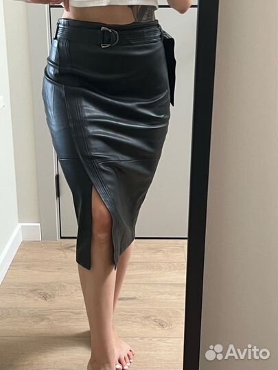 Юбка миди экокожа