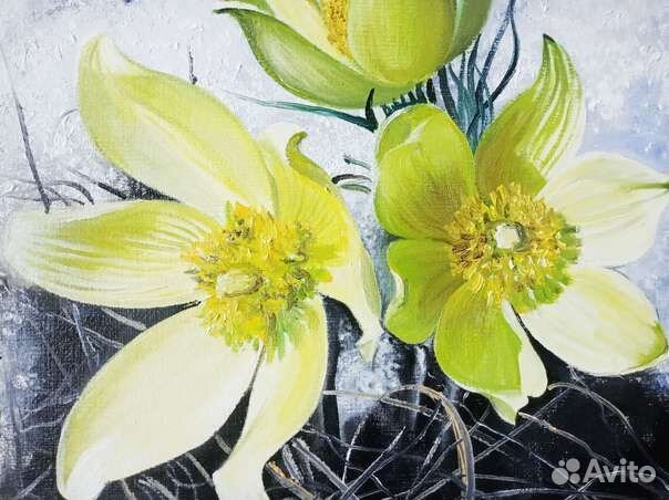 Картина маслом,Весенний первоцвет