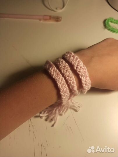Фенечки из пряжи (косое плетение)