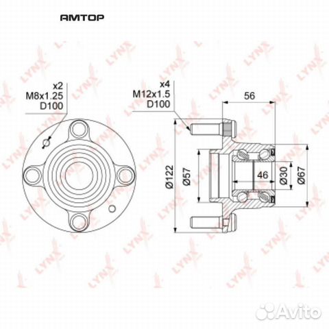 Lynxauto WH-1202 Ступица задняя в сборе без ABS ly