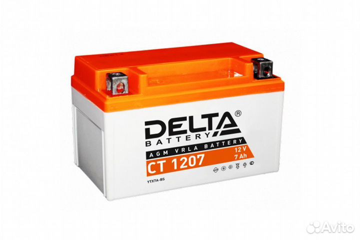 Аккумулятор 12В 7 А/ч, кислотный AGM (Delta CT 120