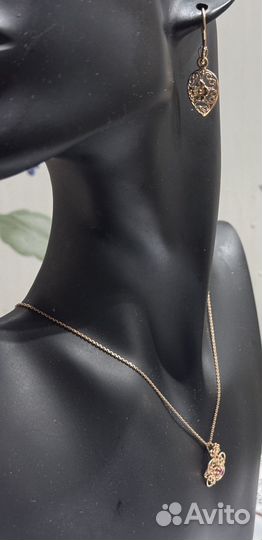 Золотой кулон СССР колье серьги 583