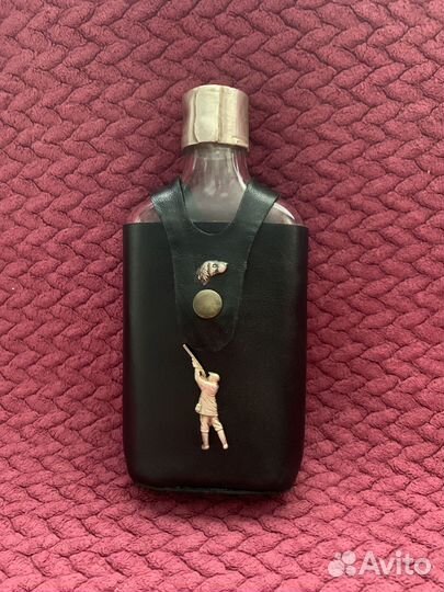 Фляжка охота Кожа Серебро Стекло