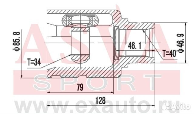 Шрус внутренний 34x46.9x40