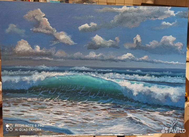 Картина маслом Прозрачная волна