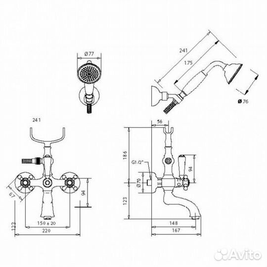 Смеситель для ванны Migliore Arcadia 18386 хром