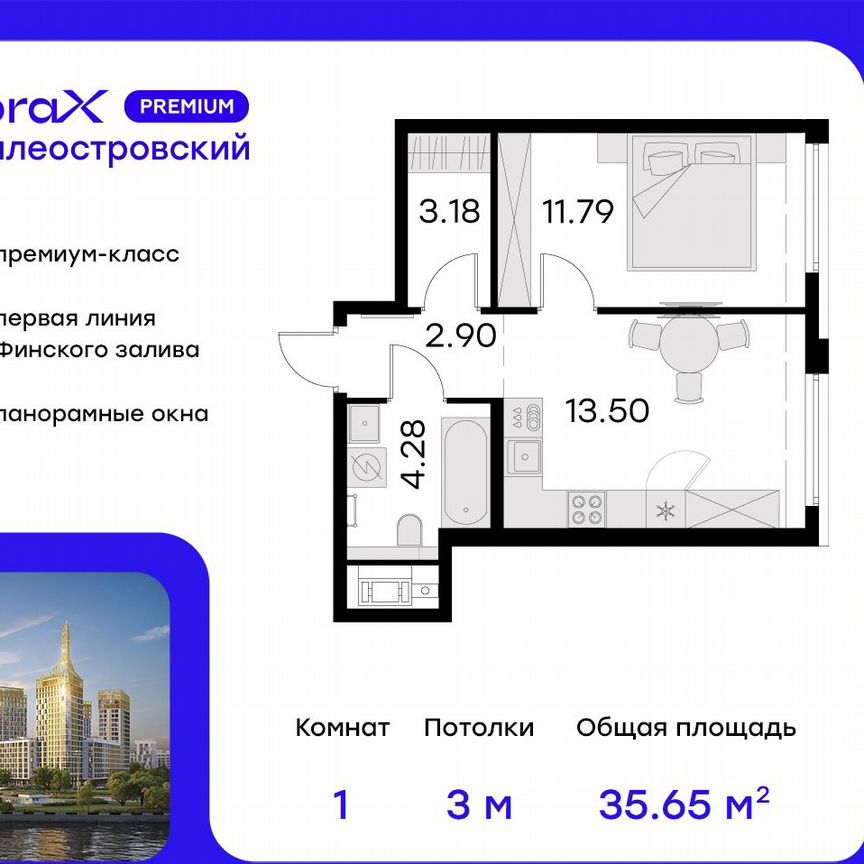 1-к. квартира, 36,6 м², 15/19 эт.