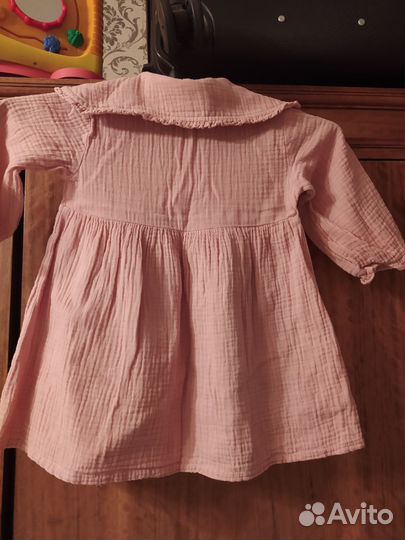 Муслиновое платье для девочки 86 размер розовое