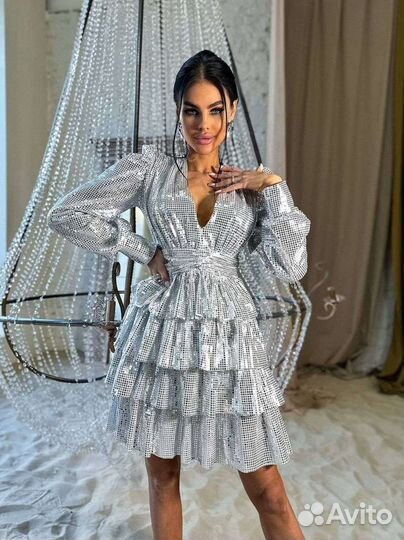 Люксовое платье серебро
