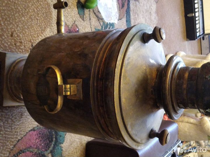 Самовар на дровах старинный латунь Баташев