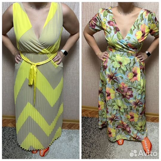 Желтое платье женское