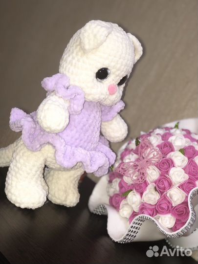 Плюшевая кошечка вязаная амигуруми
