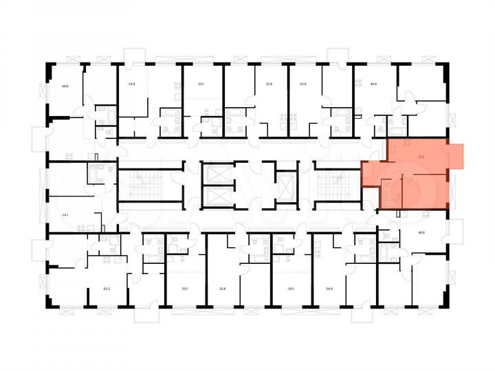 1-к. апартаменты, 37,5 м², 7/24 эт.