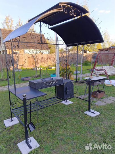 Мангал с печью и столиком