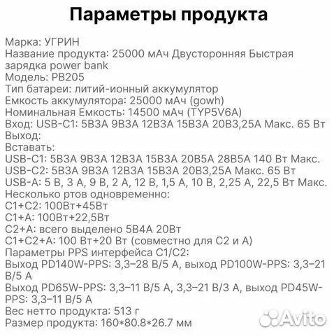 PowerBank Ugreen 145Ватт 25000мАч новый