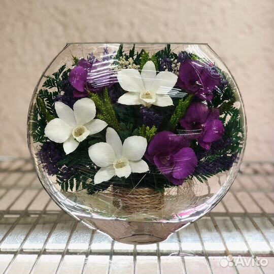 Натуральные цветы в стекле (в вакууме)