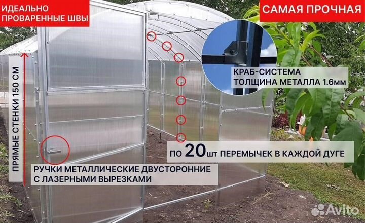 Теплица Кремлевская сказка (двойная дуга 20*20) 6м