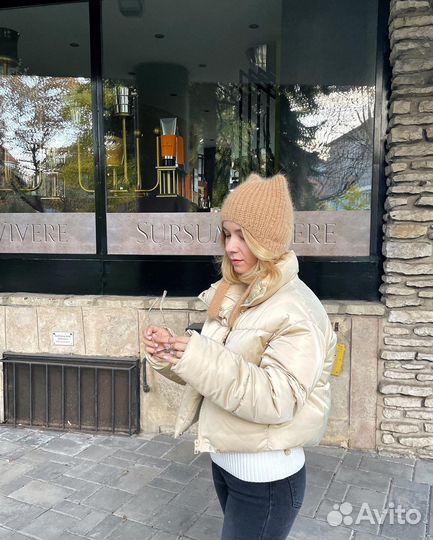 Вязаная шапка с ушками