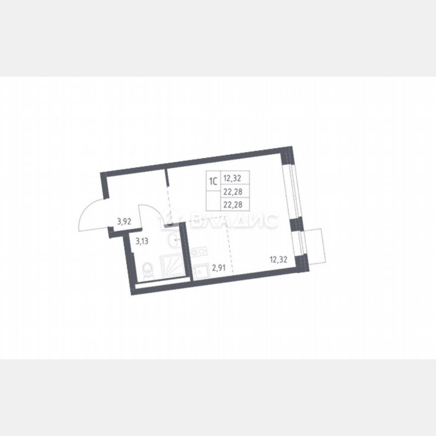 Квартира-студия, 22,3 м², 9/9 эт.