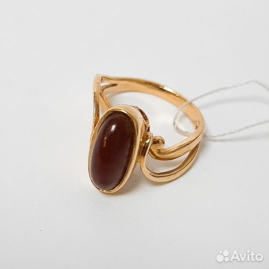 Золотое кольцо 583 с сердоликом 17 р (30450)