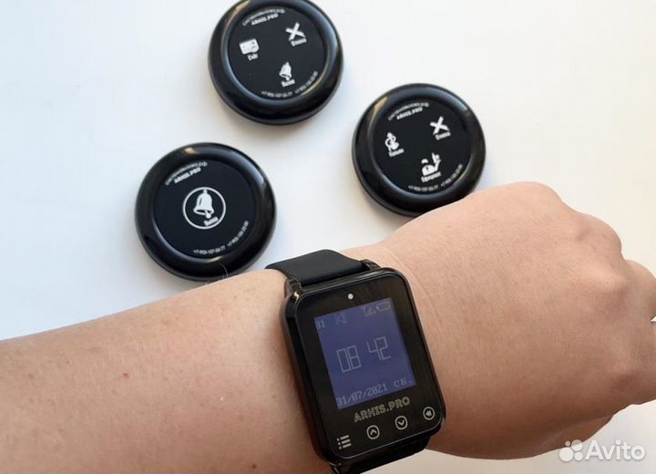 Кнопка вызова официанта Ультра IP67 и часы IP65