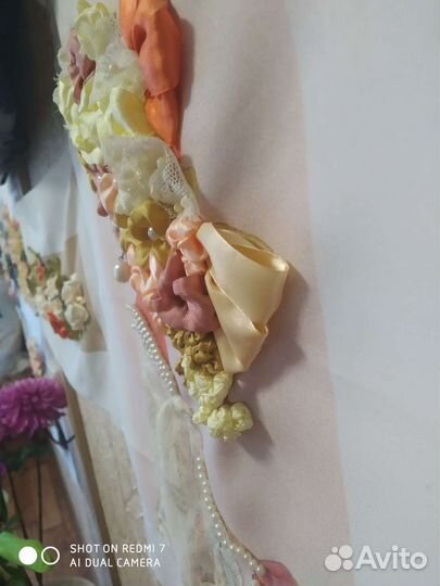 Вышитые картины атласная лента