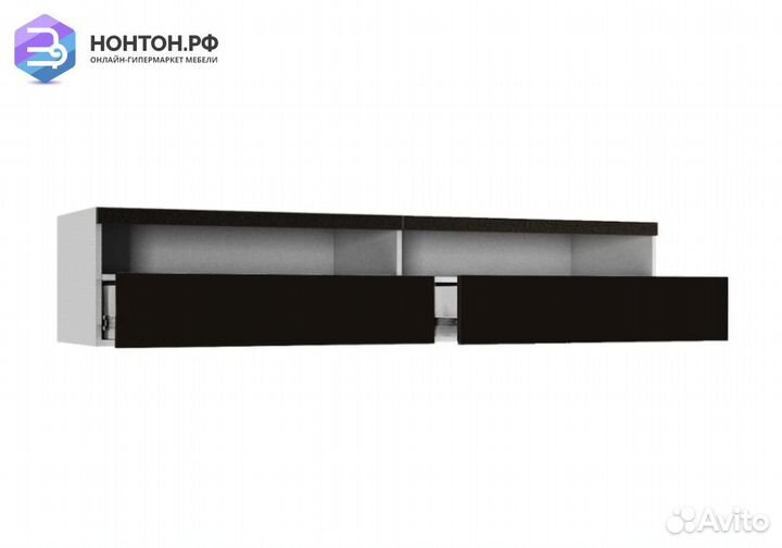Тумба под тв Флорис черный глянец / белый