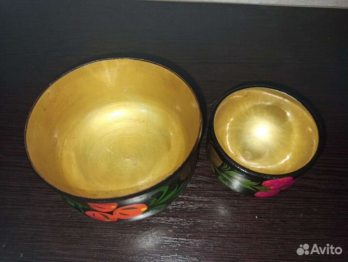 Солонка,перечница СССР, расписные,деревянные рюмки