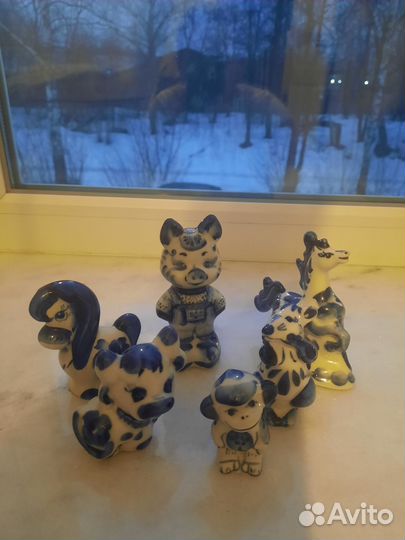 Фигурки животных Гжель