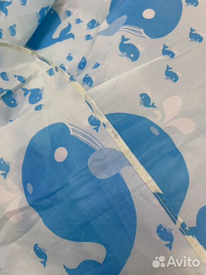 Шторка для ванной голубая