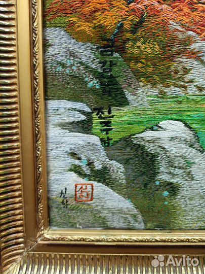 Картина шелк ручная работа Азия