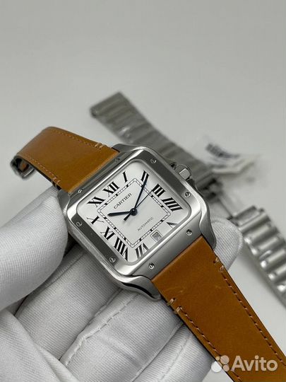 Часы cartier santos white dial