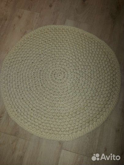 Вязаный ковёр ручной работы, коврик вязаный