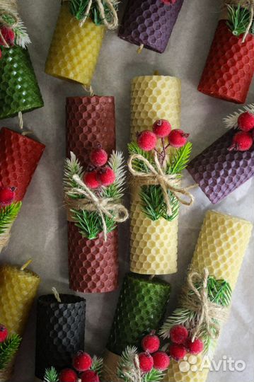 Свечи из вощины новый год набор свечей