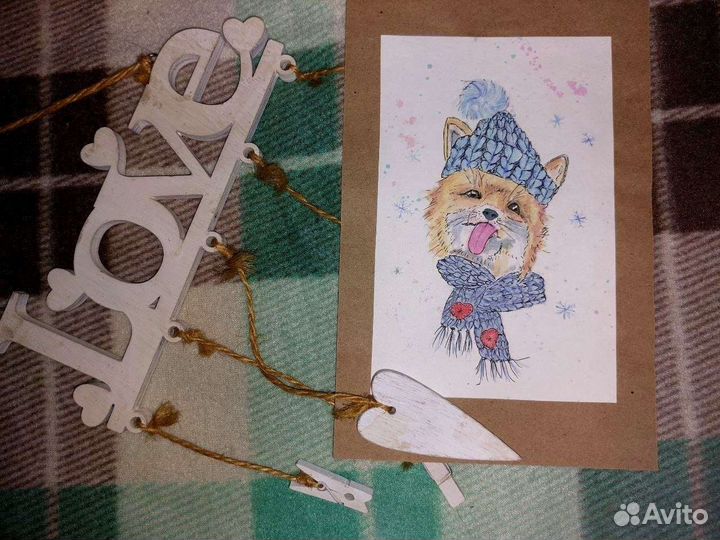 Открытка ручной работы акварель скетч