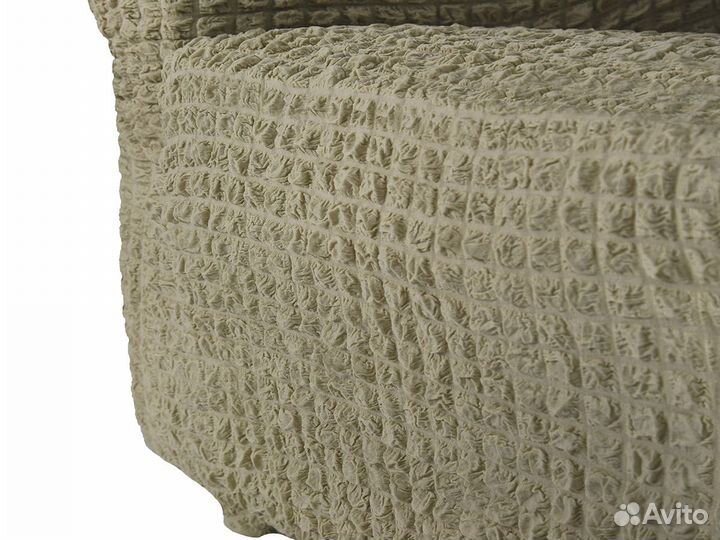 Чехол на кресло без оборки однотонный, Бежевый