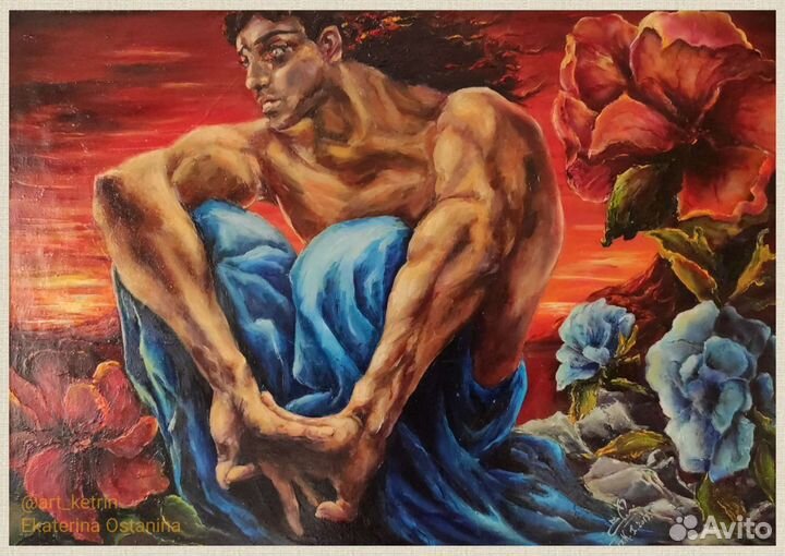 Картина маслом, холст 50х70 Демон Копия вольная