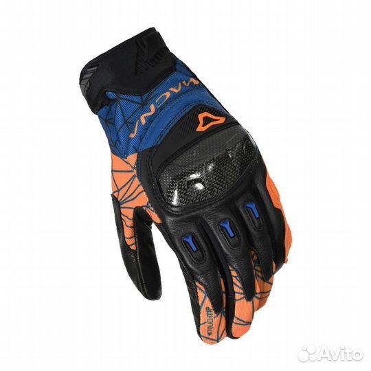 Motorradhandschuhe Macna Rocco Orange-Blau Blau, Orange