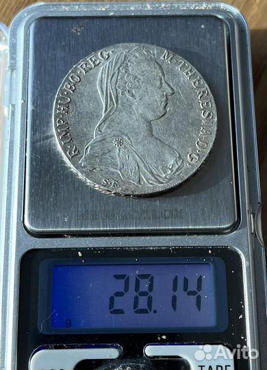 1 талер 1780 год. Рестрайк. Серебряная монета