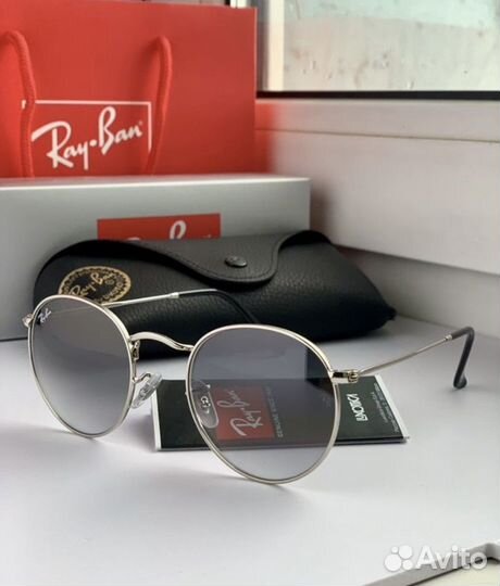 Очки ray ban round metal пепельные