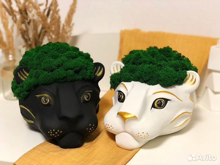 Тигр из бетона, кашпо