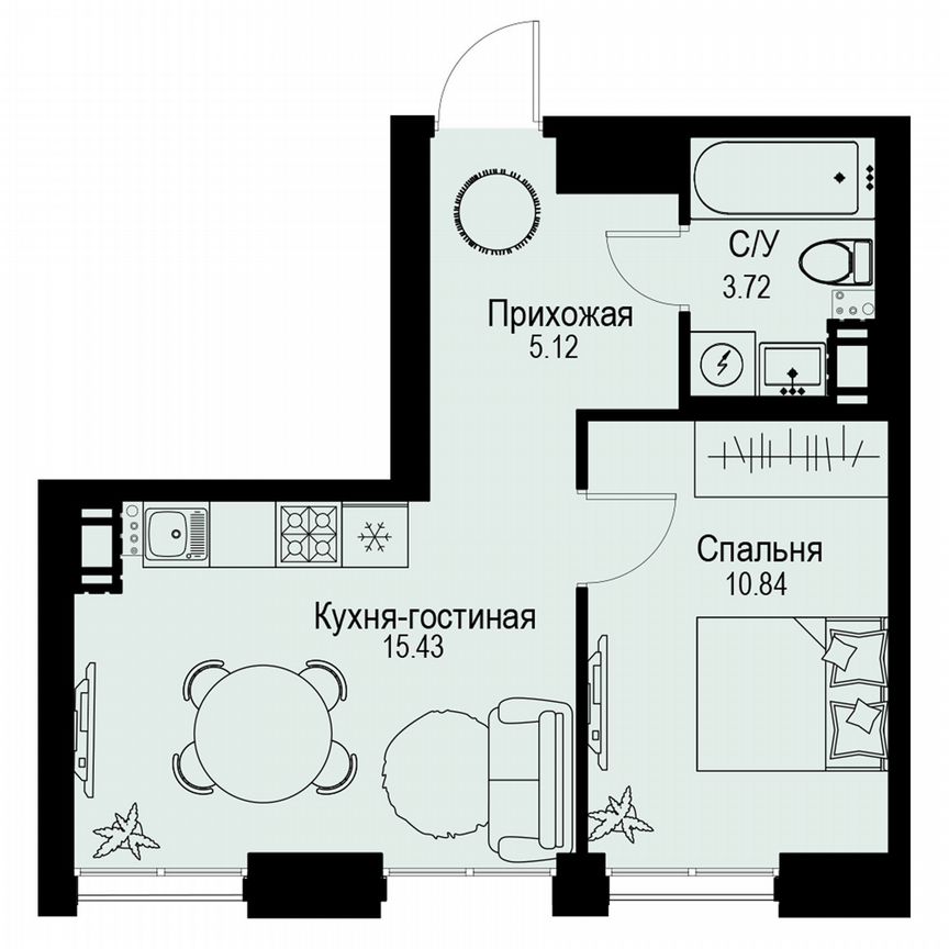 1-к. квартира, 35,1 м², 6/6 эт.