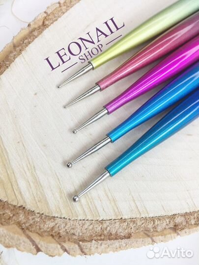 Кисть+дотс для маникюра в наборе 5шт