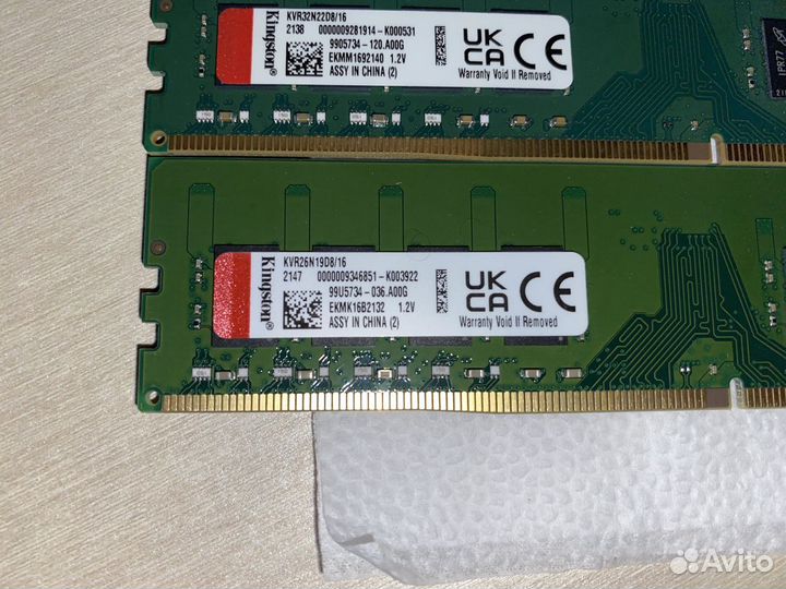 Б/У: озу Kingston kvr32n22d8/16 DDR4 16 гб б.у