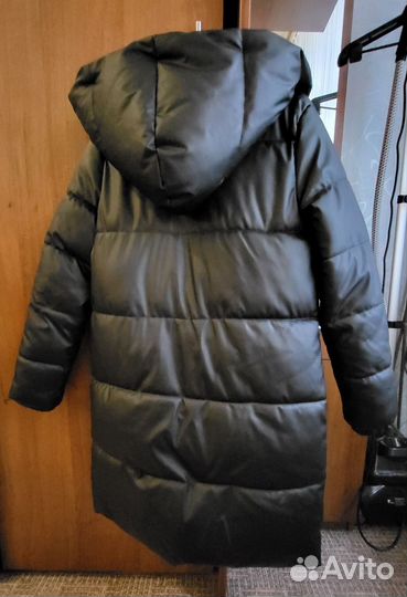 Пуховик экокожа женский